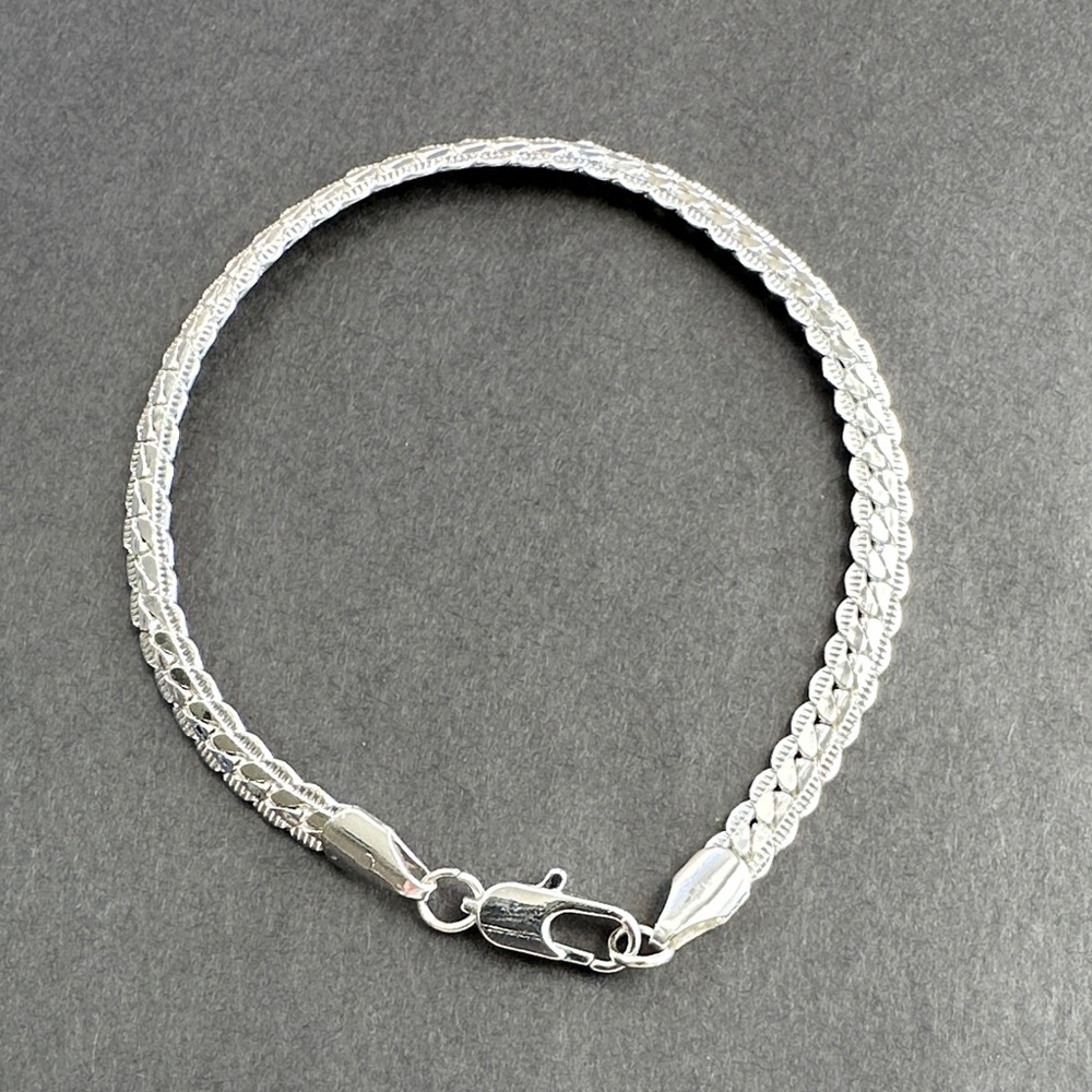 Rhodium finish Silver Double-Chain Bracelet